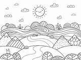 Hills Coloring Getdrawings Drawing Nature Pages Kids sketch template
