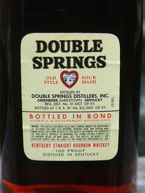 doublespringsbondedbacklabel whiskey id identify vintage  collectible bourbon  rye