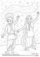 Bhangra Colouring Dance Pages Coloring Drawing Kids Vaisakhi Sikh Dancing Punjabi School Girl Boy Kindergarten Colour Family Easy Culture Drawings sketch template