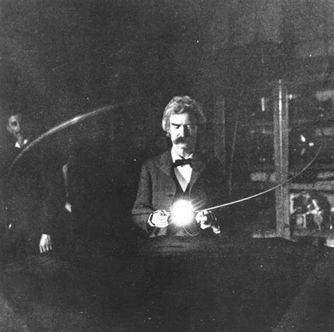 1895 Mark Twain With Nikola Tesla In Teslas Nyc Lab Nikola Tesla