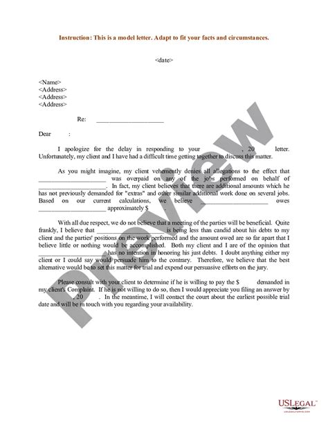 sample letter  alleged payments due  defendant sample letter