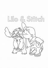 Lilo Stitch Sticth Colorir Beijando Stich Momjunction Diciendo Colorironline Desenhos sketch template