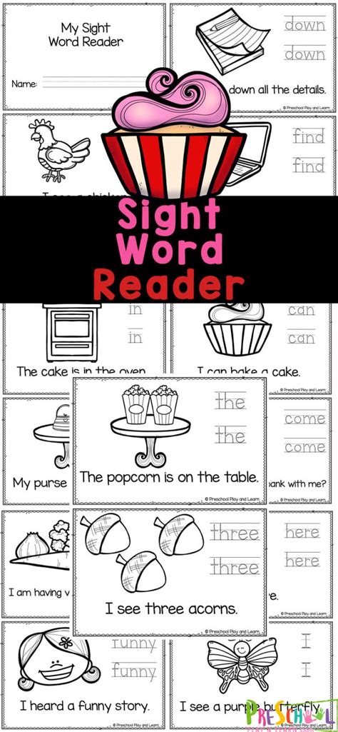 printable sight words reader  preschoolers