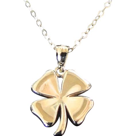 Gold Four Leaf Clover Necklace 14k Solid Gold Lucky Charm Sarah From