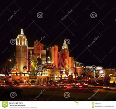 Las Vegas Strip Night Attractions Editorial Photography