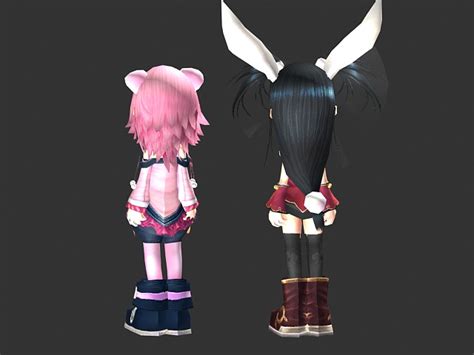 anime chibi girls 3d model 3ds max files free download modeling 23385