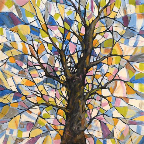 original abstract tree landscape painting stained glass tree