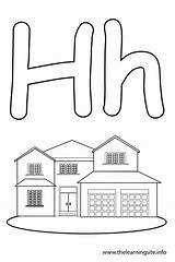 Letter Coloring Alphabet Pages Flash Outline House Flashcard Cards Sound sketch template