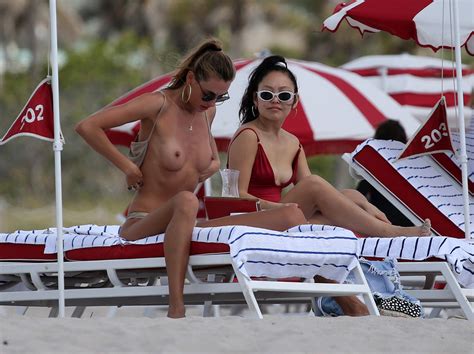 toni garrn sunbathing topless on the beach in miami 4336 celebrity