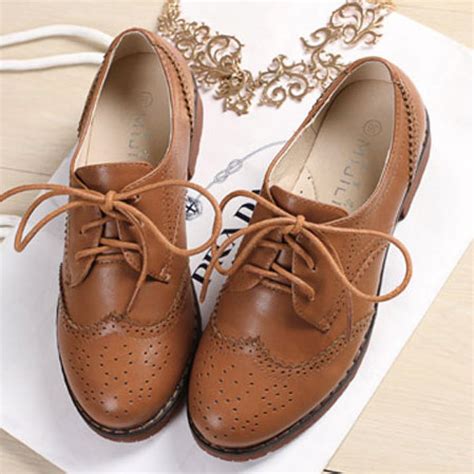 brown womens lace  vintage  school baroque oxfords shoes