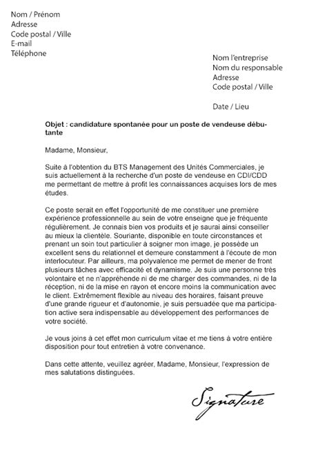 lettre de motivation vendeuse