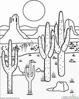 Desert Coloring Pages Wild West Clipart Worksheets Color Landscape Ecosystem Scene Kids Drawing Biome Theme Animals Colouring Crafts Western Drawings sketch template