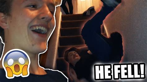 he fell down the stairs caught on camera youtube