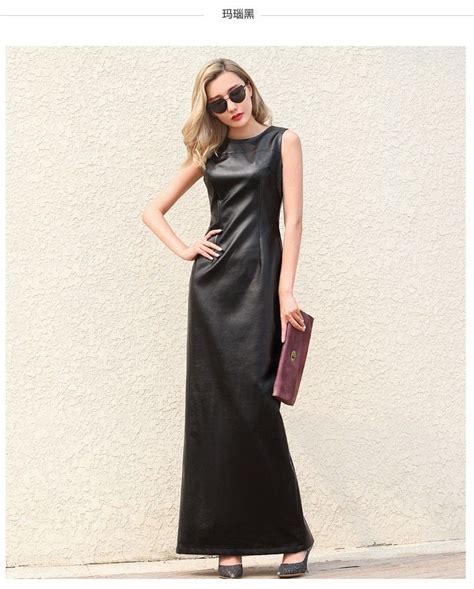 Wbctw Black Leather Dress Maxi Woman 10xl Plus Size Sleeveless Back