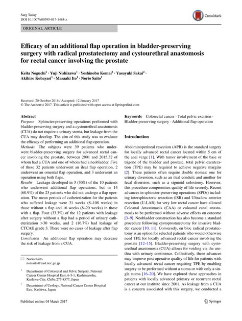 Pdf Efficacy Of An Additional Flap Operation In Bladder Preserving