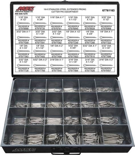 304 Stainless Steel Cotter Pin Assortment Kit Large Industrial Storage