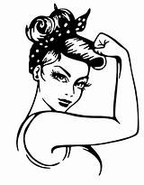 Rockabilly Rosie Riveter Feminista Dibujo Remeras Silueta Stencils Mercari Desenhos Arm Plotter Gestalten Bemalen Portrait Plotten Malen Plastik Pintadas Camisas sketch template