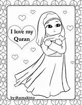 Coloring Muslim Pages Quran Girls Kids Girl Children Color Family Colouring Ramadan Printable Print Easy Praying Mandala Eid Craft sketch template