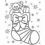 Stocking Coloring Christmas Pages Stockings Bear Teddy Color Little Stary Night Printable Print Netart Getdrawings sketch template