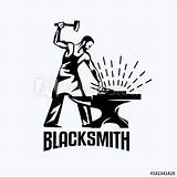 Blacksmith Schmied Symbol Stylized Stilisierter Schwarzen Lokalisiert Anvil Emblem Clipground Vektorsymbol Lokalisiertes sketch template
