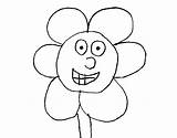 Coloring Smiling Flower Coloringcrew sketch template