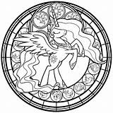 Coloring Celestia Princess Stained Glass Pages Pony Window Luna Printable Little Akili Amethyst Take Line Applejack Kids Adult Color Simple sketch template