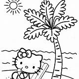 Kitty Hello Coloring Pages Summer Beach Palm Tree Drawing Color Printable La Getdrawings Getcolorings Print sketch template