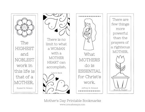 mothers day bookmark printable ready  color