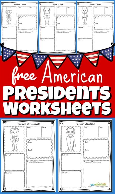 printable  president worksheets