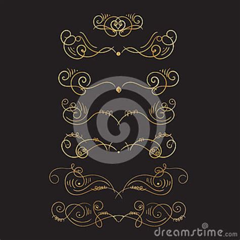 Golden Flourish Embellishments Filigree Calligraphic Elegant Swirls