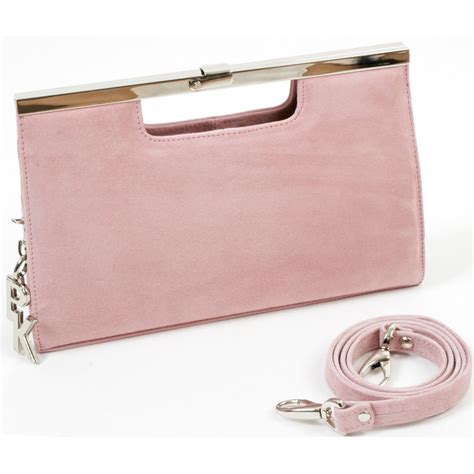 peter kaiser cult   rose suede classic clutch bag   pastel pink colour