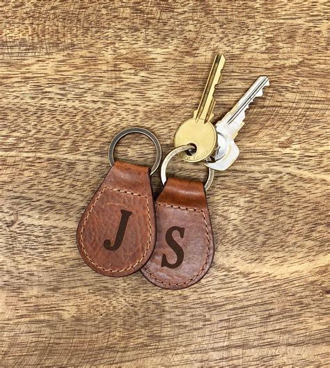 personalized leather key fob custom keychain leather gift etsy