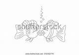 Kissing Fish Illustration Cartoon Vector Linear sketch template