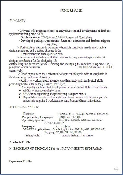 resume  job format