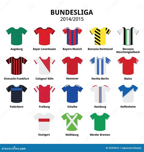 bundesliga jerseys  german football league icons editorial