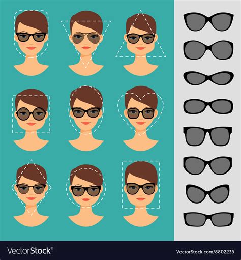 women sunglasses shapes for different faces vector image