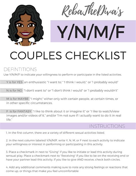 How To Talk To Your Partner About Sex Y N M F Checklists — Sexpert