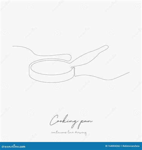 continuous  drawing cooking pan simple vector illustration