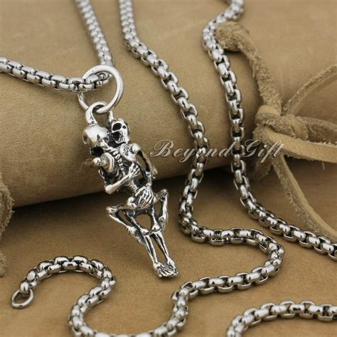 925 Sterling Silver Forever Love Sex Skull Fashion Pendant 9r006a
