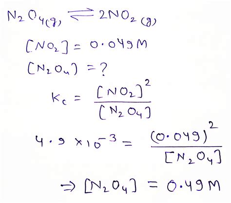 solved  equilibrium constant kc   reaction nognog  hero