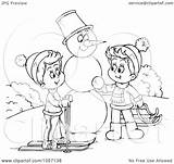Outline Snowman Coloring Children Making Illustration Royalty Clip Bannykh Alex Clipart sketch template
