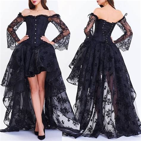 beautifully layered gothic strapless corset gown gothic prom dress pirate wedding dress