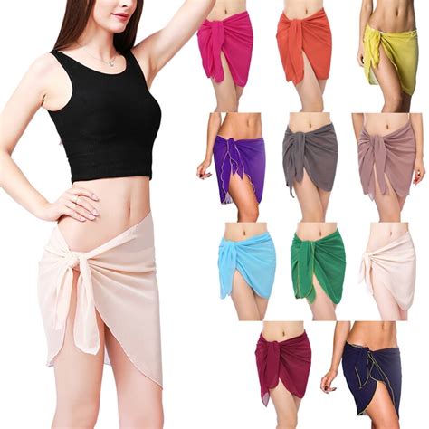 11 colors sexy swimwear women beach skirt solid color chiffon cover up