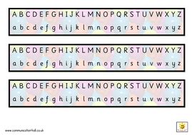 simple alphabet strips multi coloured teaching resources