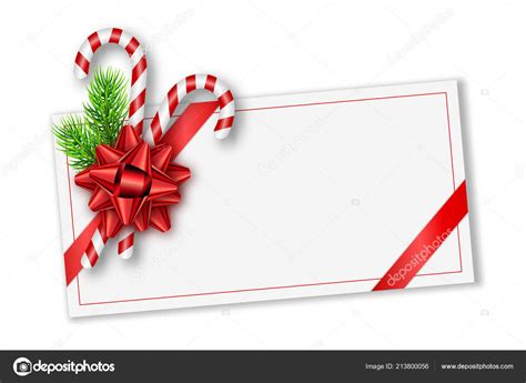 holiday christmas gift card  red bow fir tree branches
