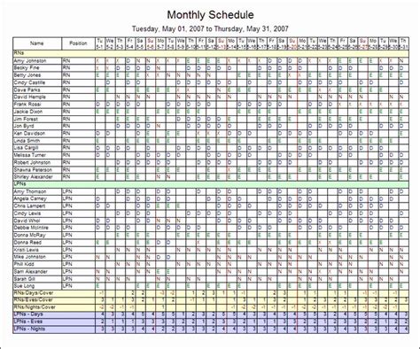 employee monthly schedule template lovely monthly employee shift