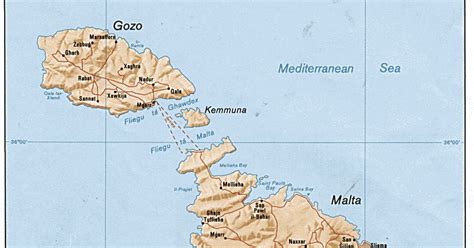 kaart topografie zuid europa kaart malta en valletta middellandse zee
