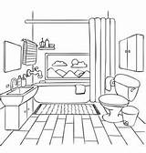 Bathroom Coloring Kids Illustration Cartoon Vector Book Clipart Hygiene Objects Similar sketch template