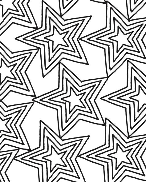 printable star pattern coloring page  adults  kids geometric