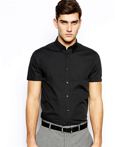 lyst asos smart shirt  short sleeve  button  collar